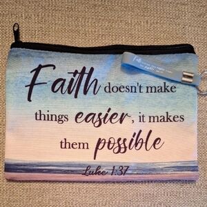 Inspirational Zipper Pouch Cosmetic Bag with Keychain Luke 1:37